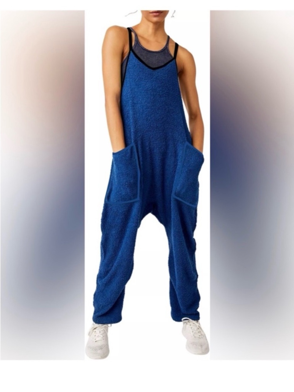 FP Movement by Free People Deep Blue Terry Romper Jumpsuit
